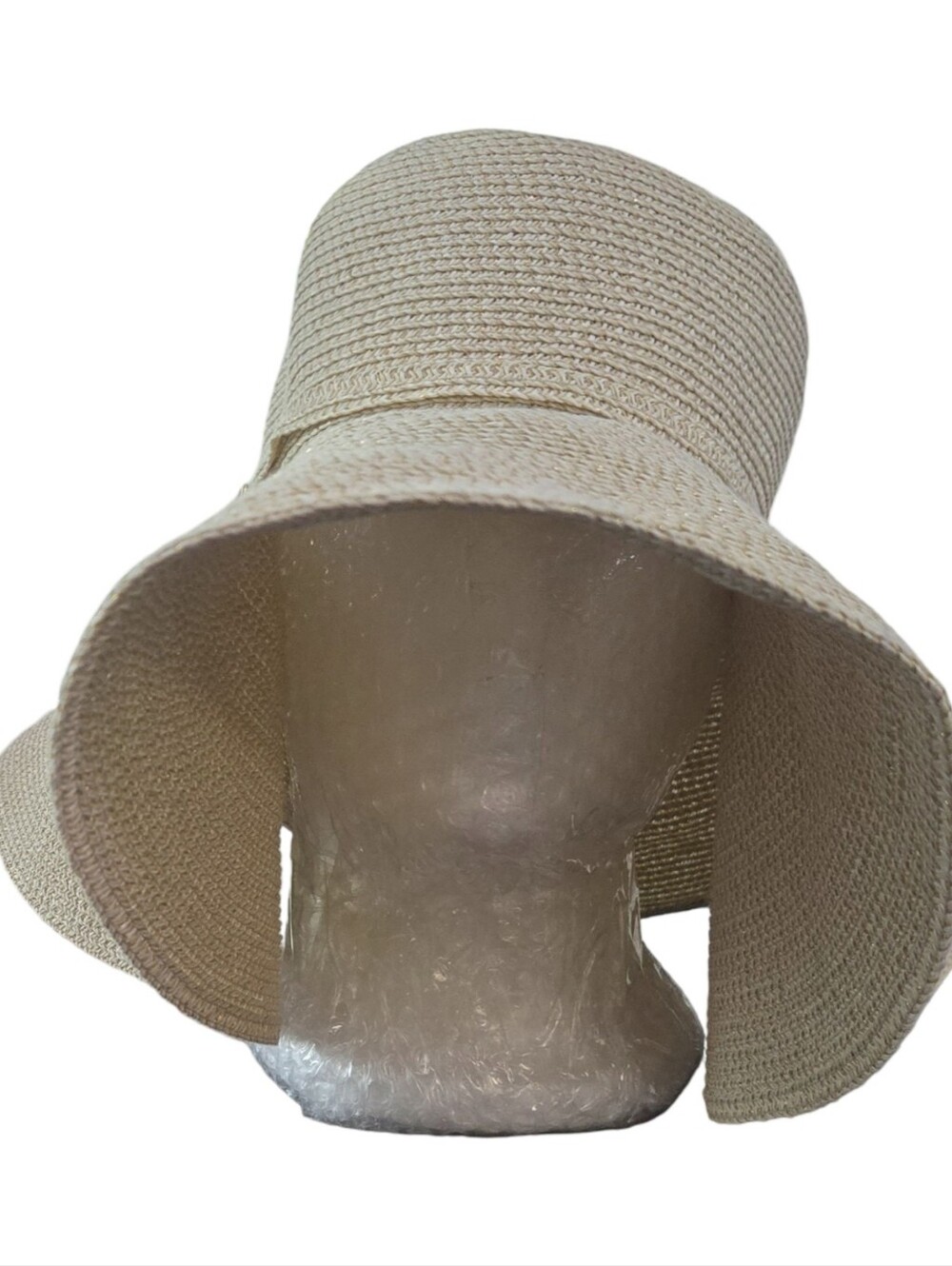 Apt. 9 Women's Wide Brim Straw Hat - Natural Beige Travel Packable Foldable - Picture 3 of 8